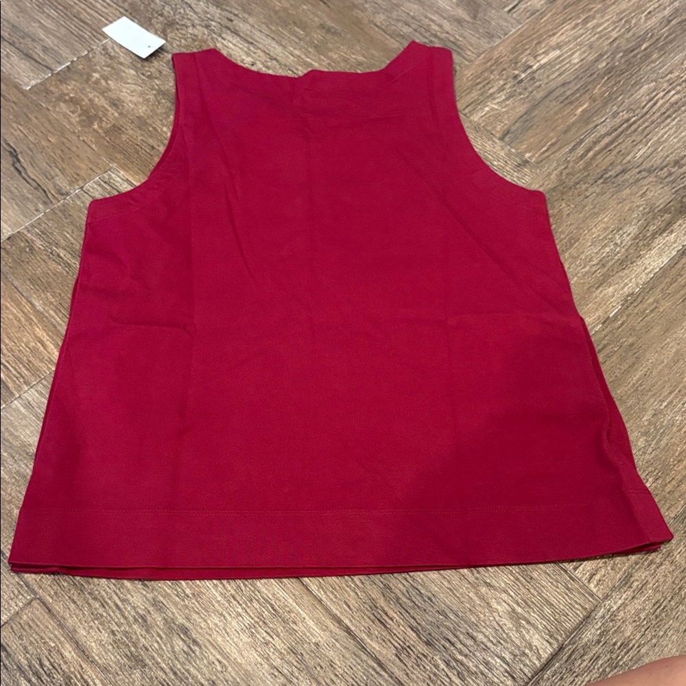 NWT LOFT Red Tank Top with Button Accents - Picture 4 of 4